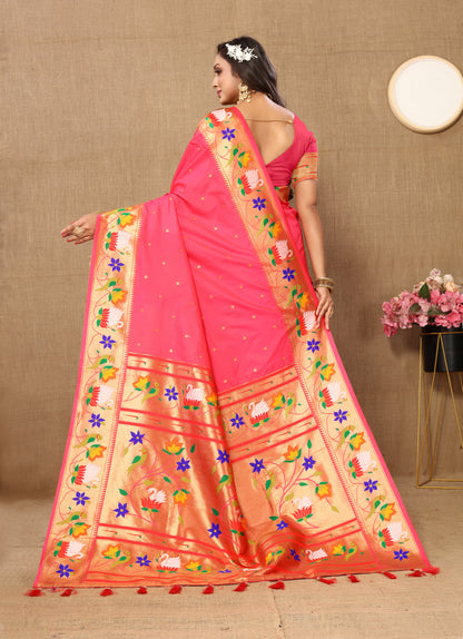 Gajri Yeola Style Rajhans Paithani Saree