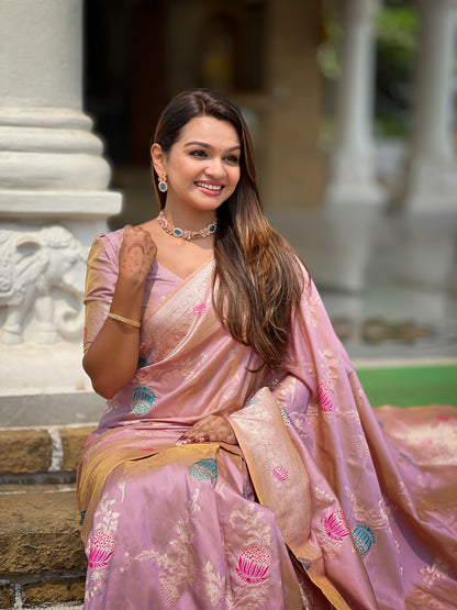 Lovedour Banarasi Silk Saree with Intricate Zari Work