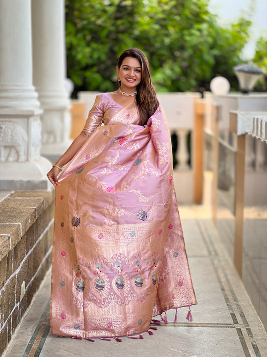 Lovedour Banarasi Silk Saree with Intricate Zari Work