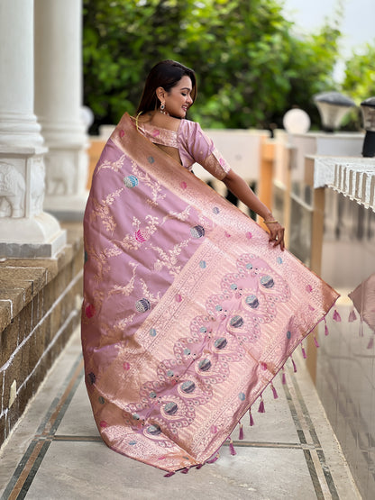 Lovedour Banarasi Silk Saree with Intricate Zari Work