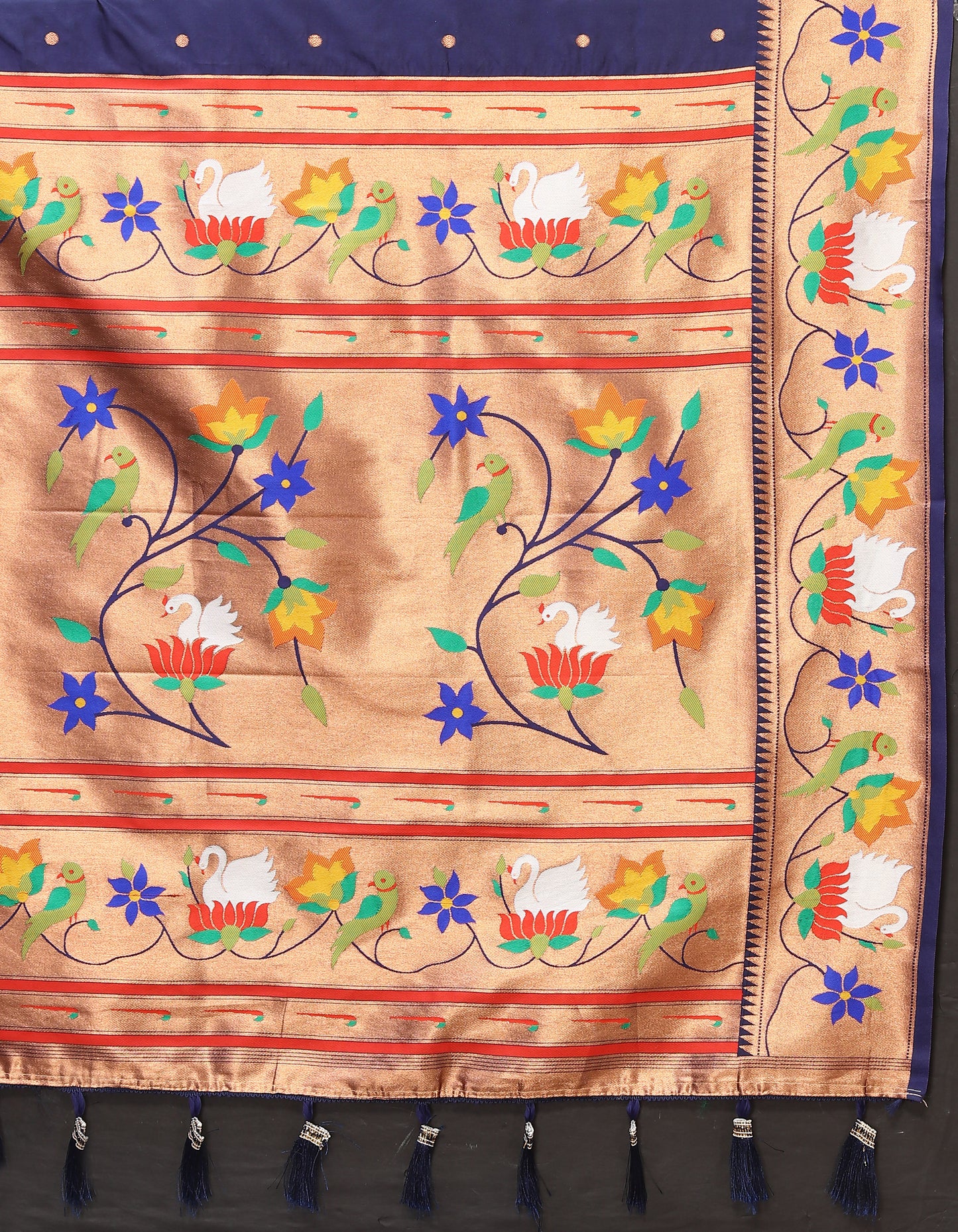 Navy Blue Yeola Style Rajhans Paithani Saree