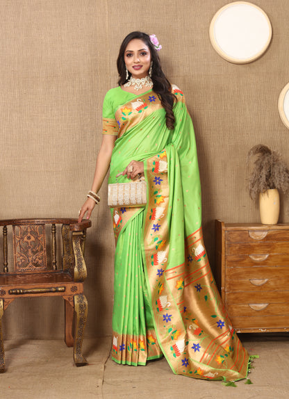 Parrot Yeola Style Rajhans Paithani Saree