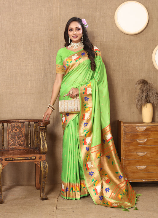 Parrot Yeola Style Rajhans Paithani Saree