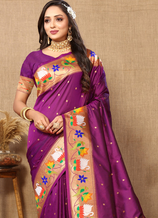 Wine Yeola Style Rajhans Paithani Saree