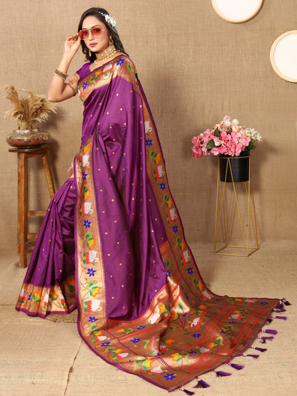 Wine Yeola Style Rajhans Paithani Saree