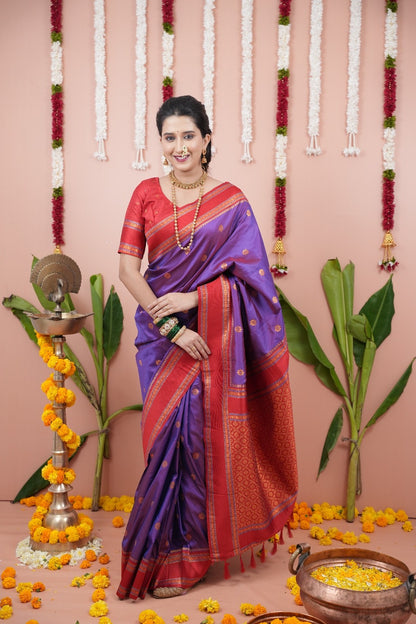 Purple Soft NarayanPaith Paithani Saree