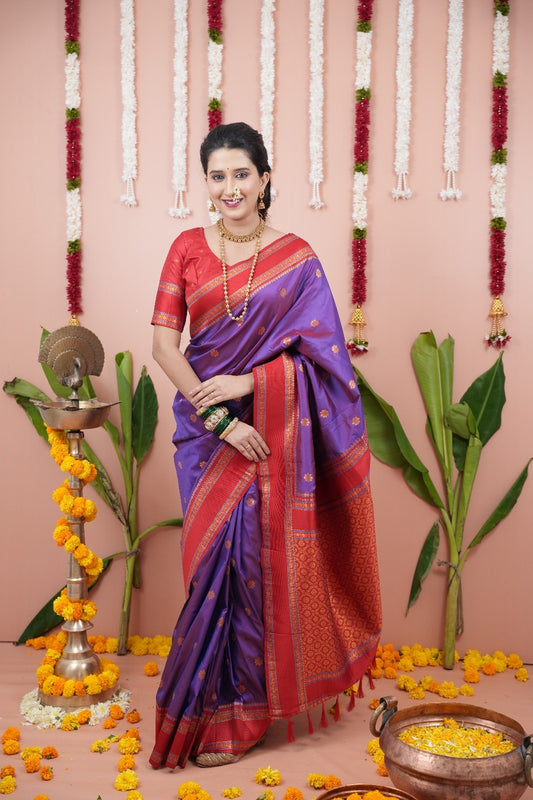 Purple Soft NarayanPaith Paithani Saree