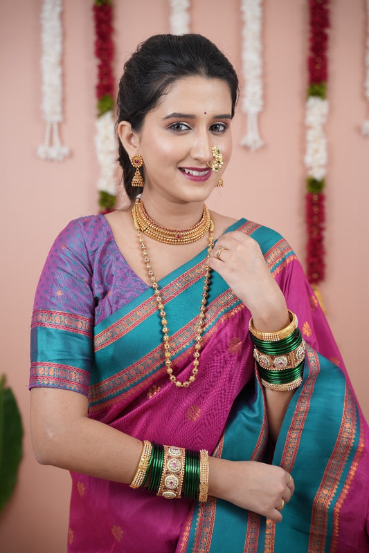 Pink Soft NarayanPaith Paithani Saree