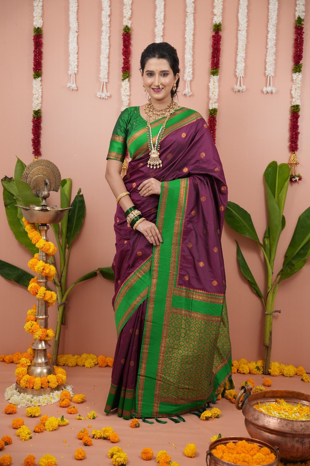 Purple Soft NarayanPaith Paithani Saree