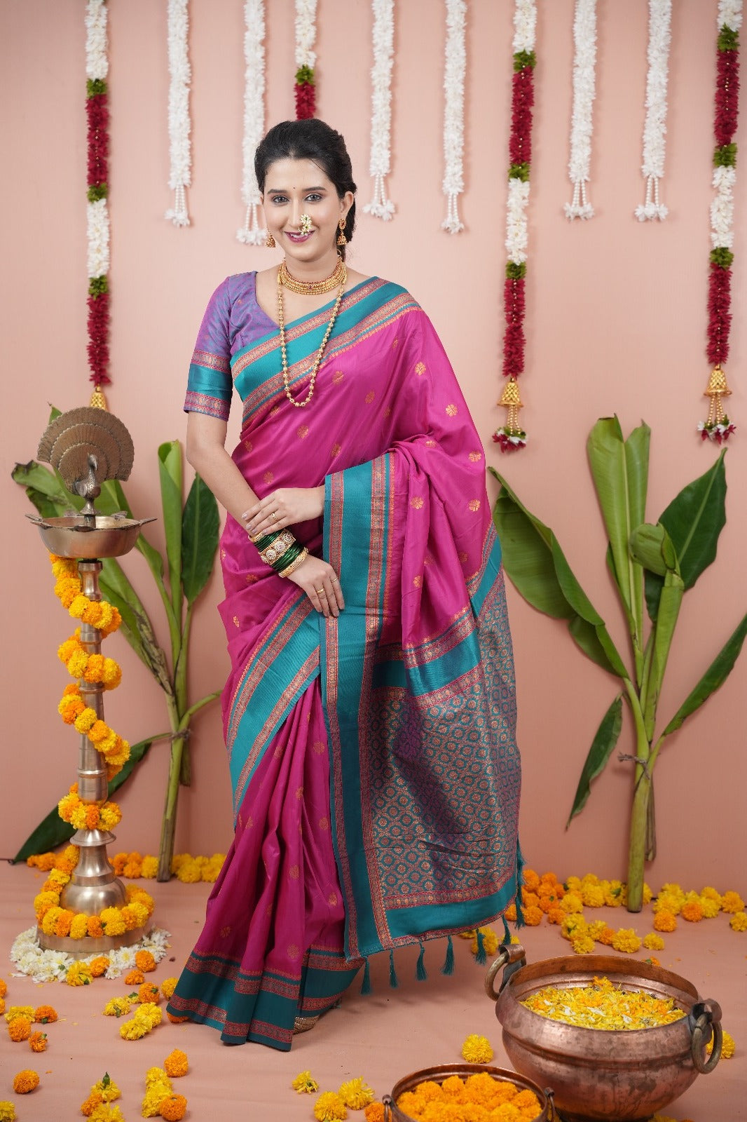 Pink Soft NarayanPaith Paithani Saree