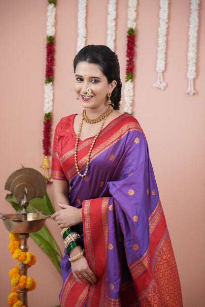 Purple Soft NarayanPaith Paithani Saree