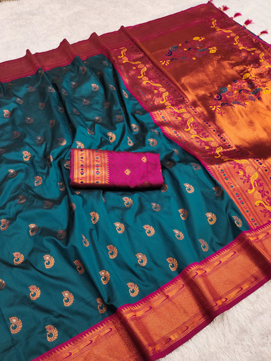 Morpich Yeola Paithani Soft Silk Saree