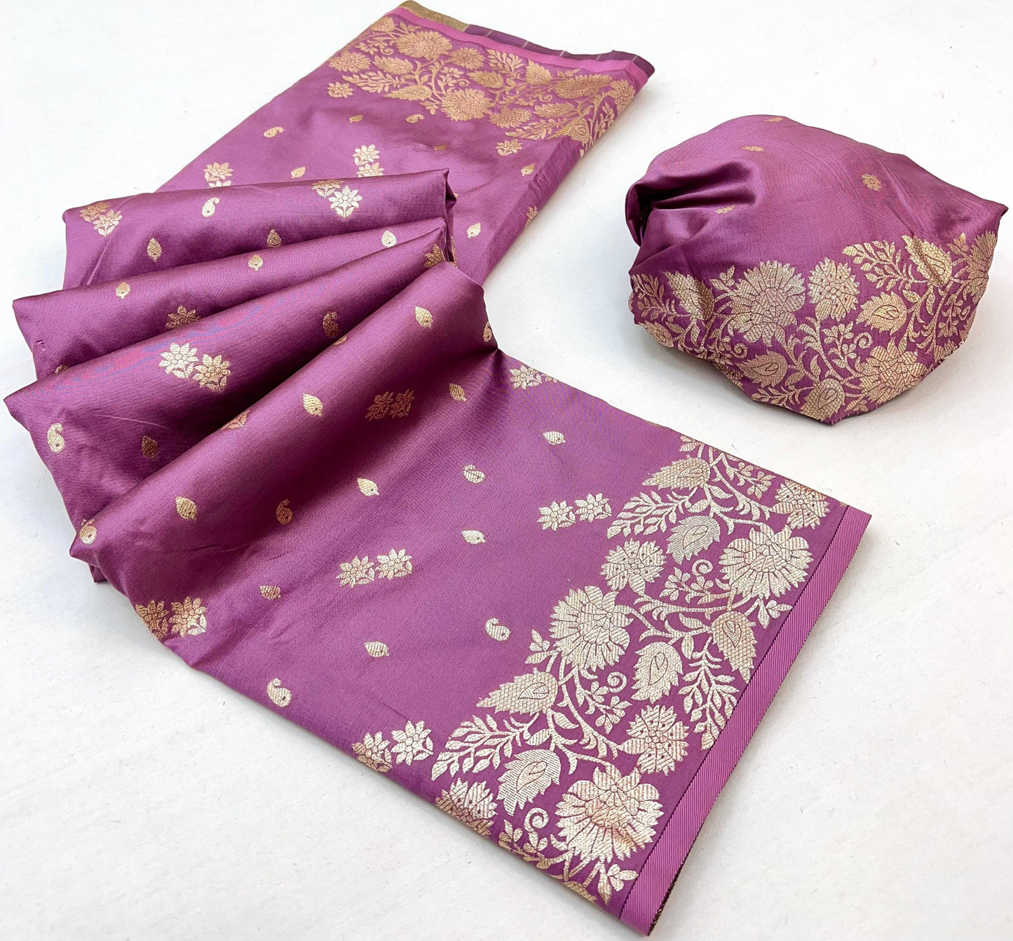 Dark Lavender Elegant Two-Tone Banarasi Silk Saree