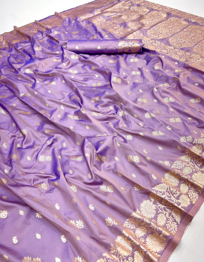 Light Lavender Elegant Two-Tone Banarasi Silk Saree