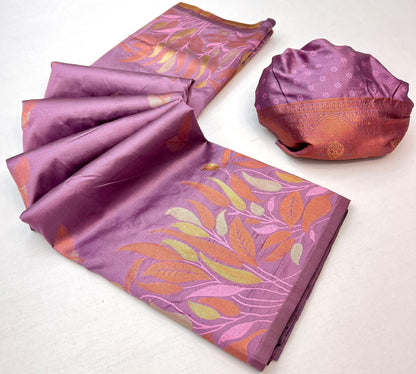 Light Purple Takshshila Banarasi Soft Silk Saree