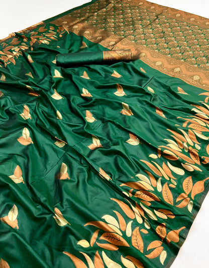 Green Takshshila Banarasi Soft Silk Saree