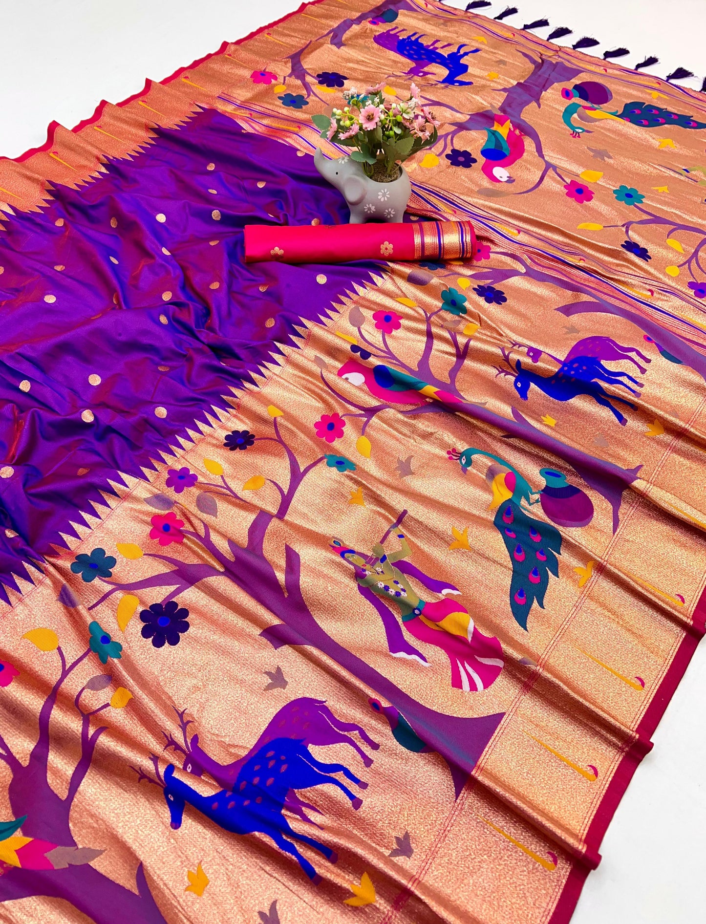Purple Half All Over Brocket Paithani Saree