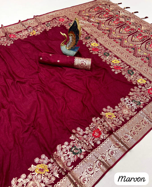 Exclusive Maroon Shahi Banarasi Saree