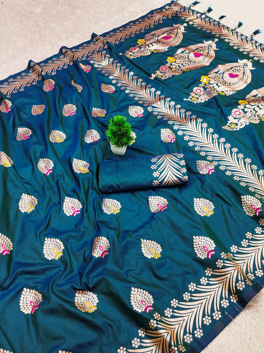 Peacock Blue Exclusive Takshshila paithani