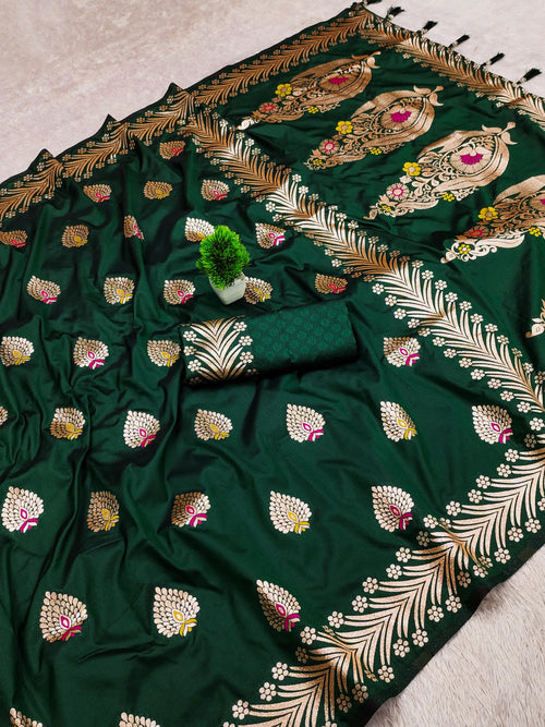Bottle Green Exclusive Takshshila paithani