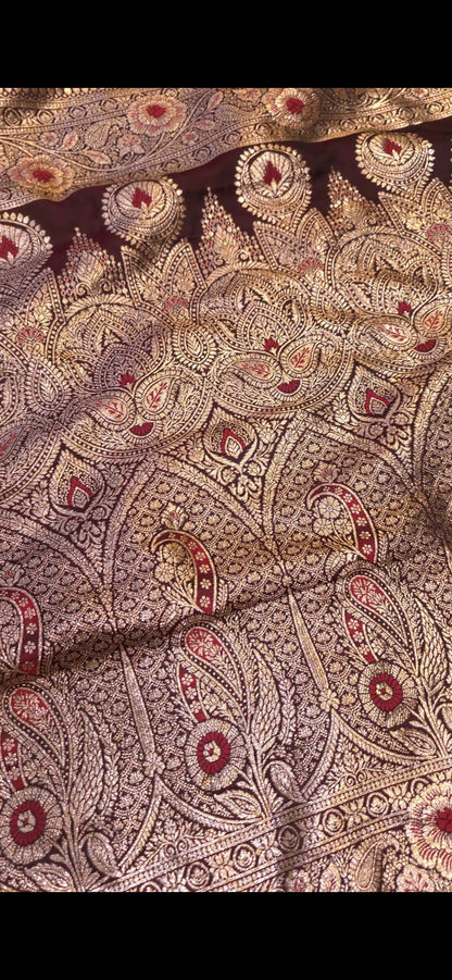 Exclusive Maroon Banarasi Satin Silk Saree