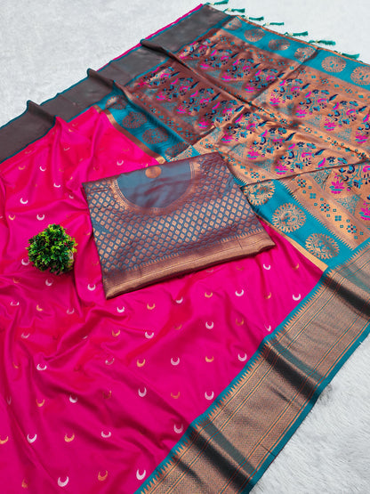 Rani Pure Silk Chandrakor Paithani Saree