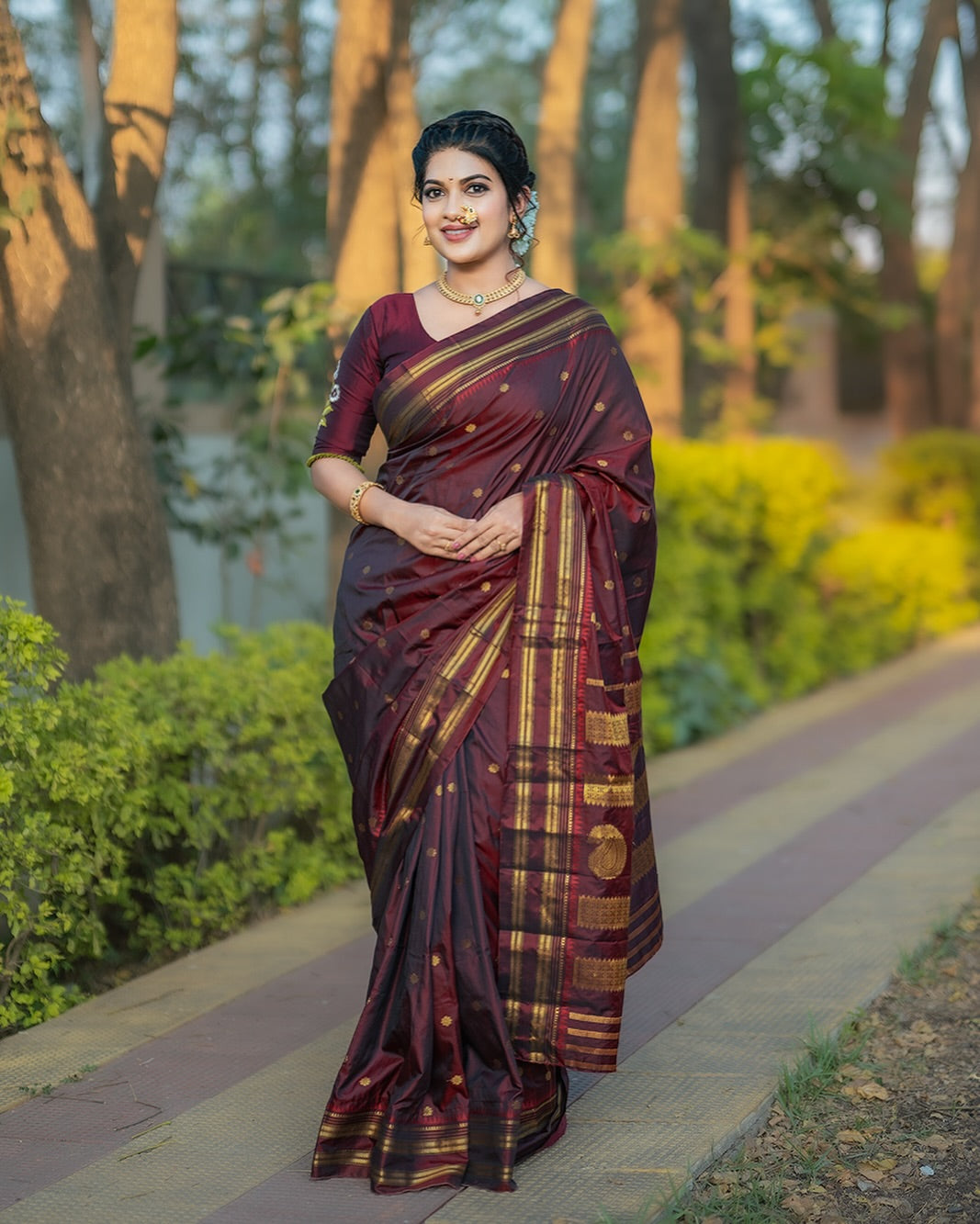 Royal Deep Maroon Narayanpeth Saree