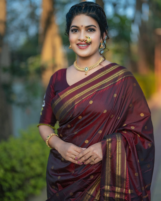 Royal Deep Maroon Narayanpeth Saree