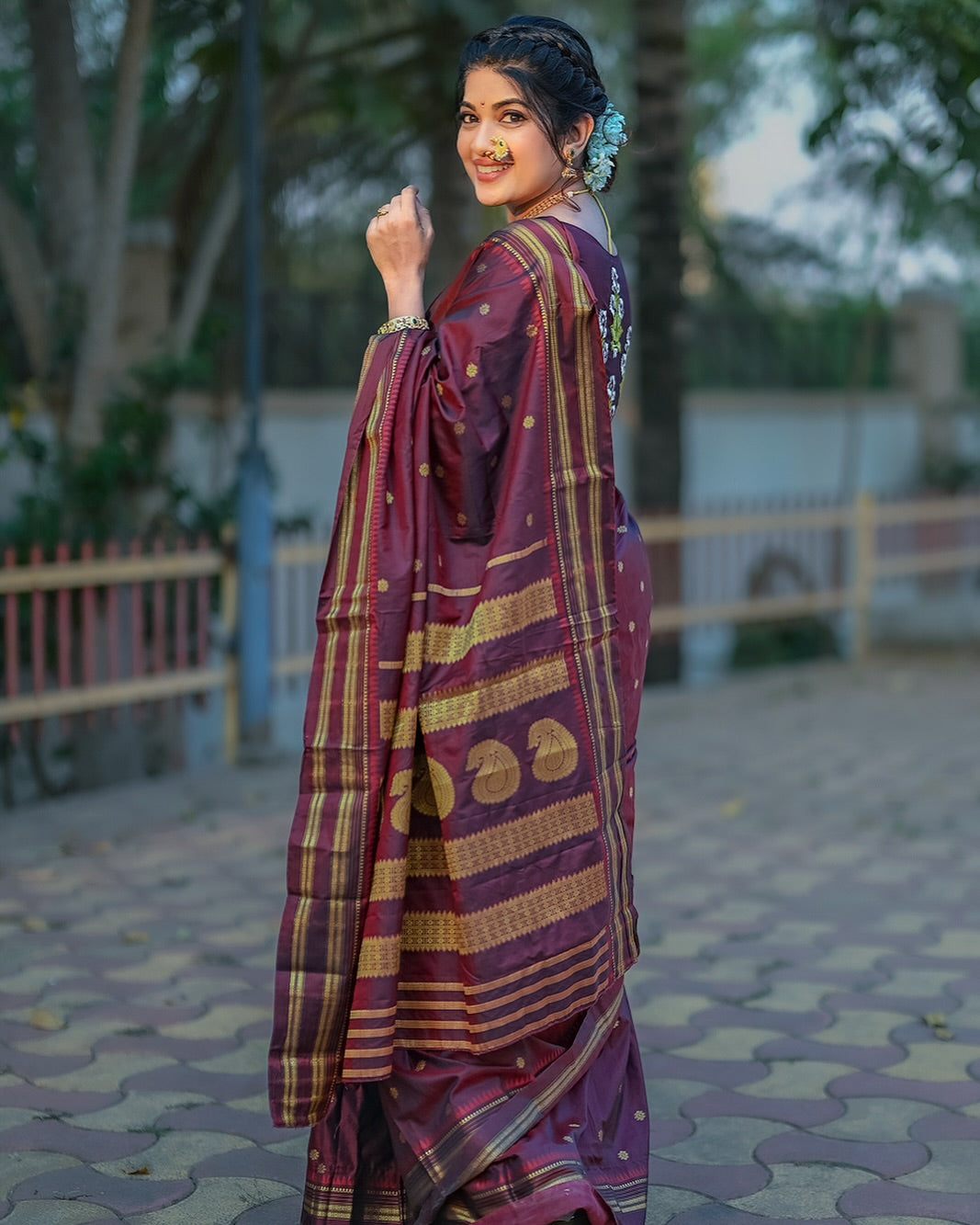 Royal Deep Maroon Narayanpeth Saree