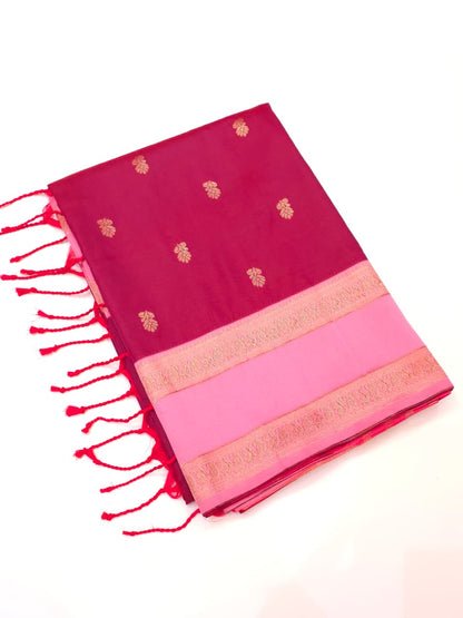 Magenta Pink Soft Gadwal Silk Saree