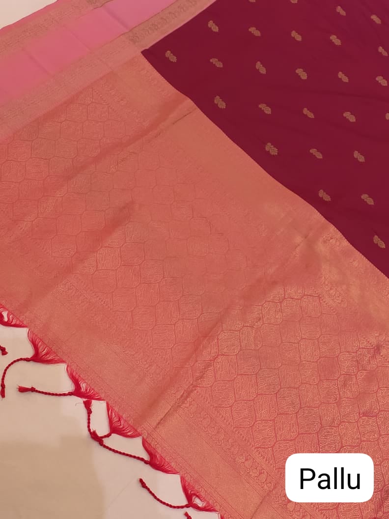 Magenta Pink Soft Gadwal Silk Saree