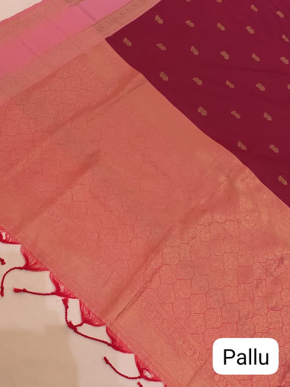 Magenta Pink Soft Gadwal Silk Saree