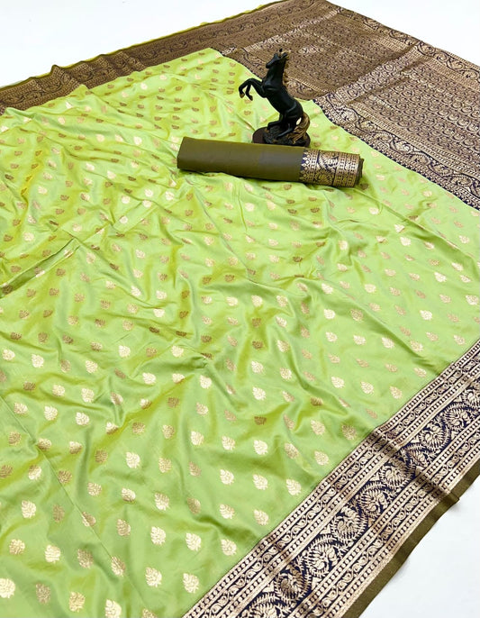 Pista Premium Banarasi Soft Silk Saree
