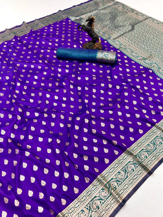 Purple Premium Banarasi Soft Silk Saree