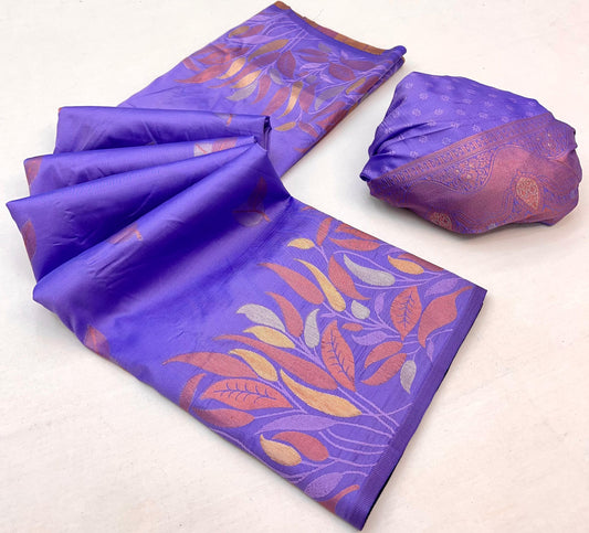Lavender Takshshila Banarasi Soft Silk Saree