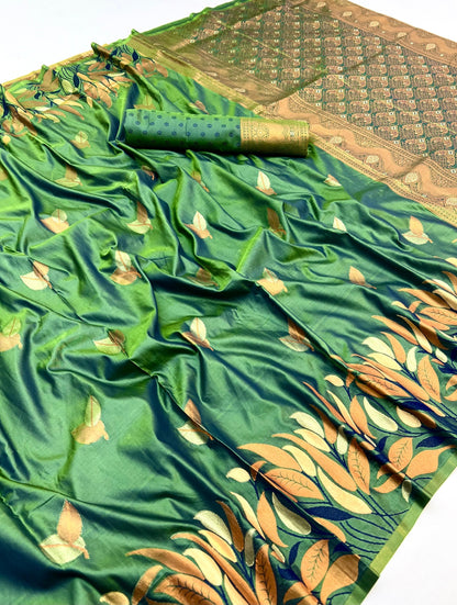 Light Green Takshshila Banarasi Soft Silk Saree