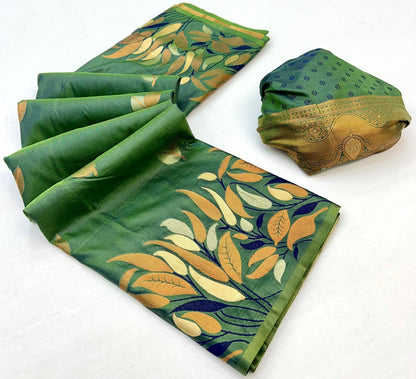 Light Green Takshshila Banarasi Soft Silk Saree