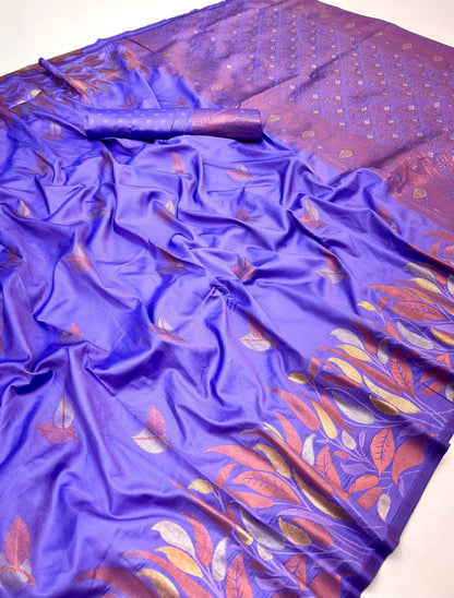 Lavender Takshshila Banarasi Soft Silk Saree