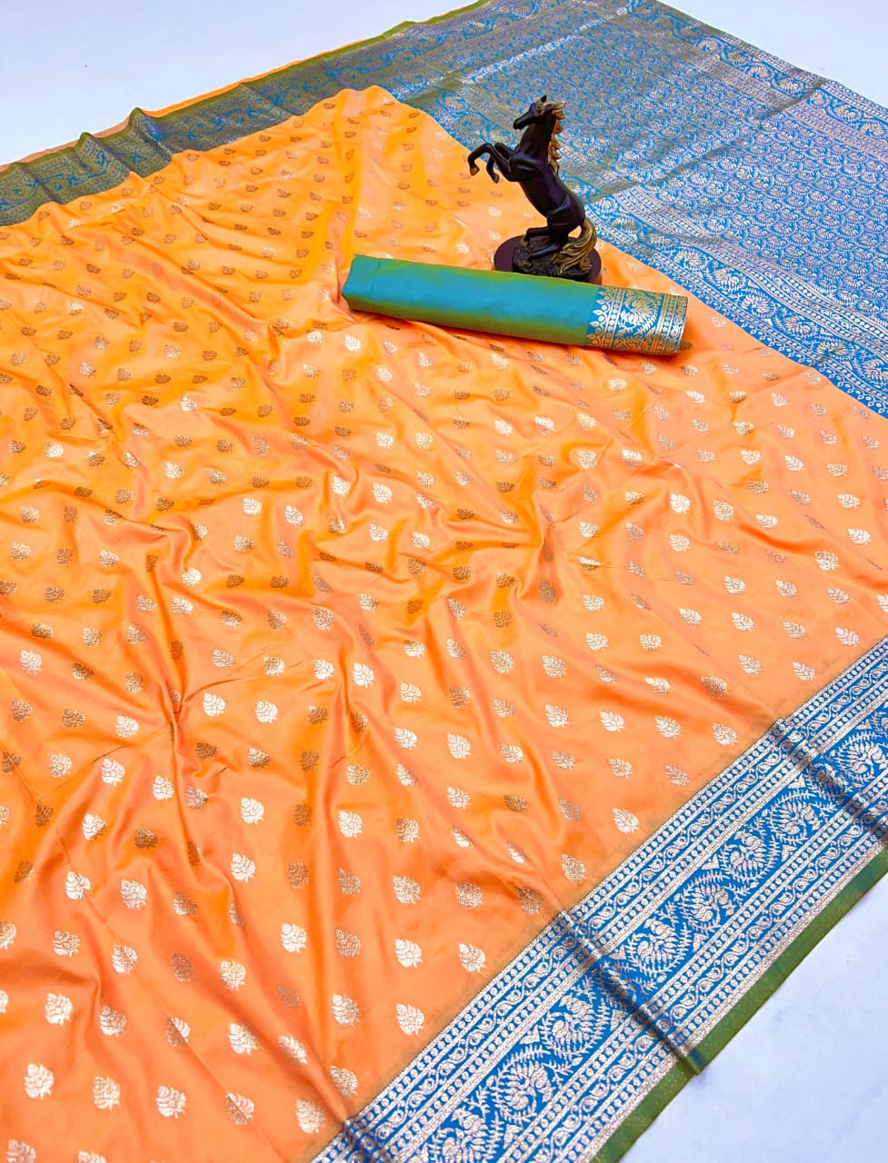 Orange Premium Banarasi Soft Silk Saree