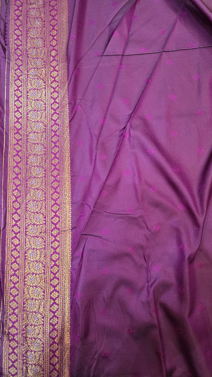 Varnika Antique Gold with Purple Banglori Tissue Soft Silk Saree
