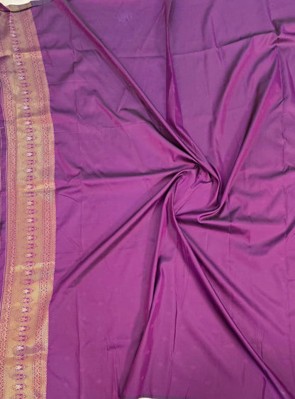 Saundarya Antique Gold with Purple Kanjivaram Tissue Soft Silk Saree