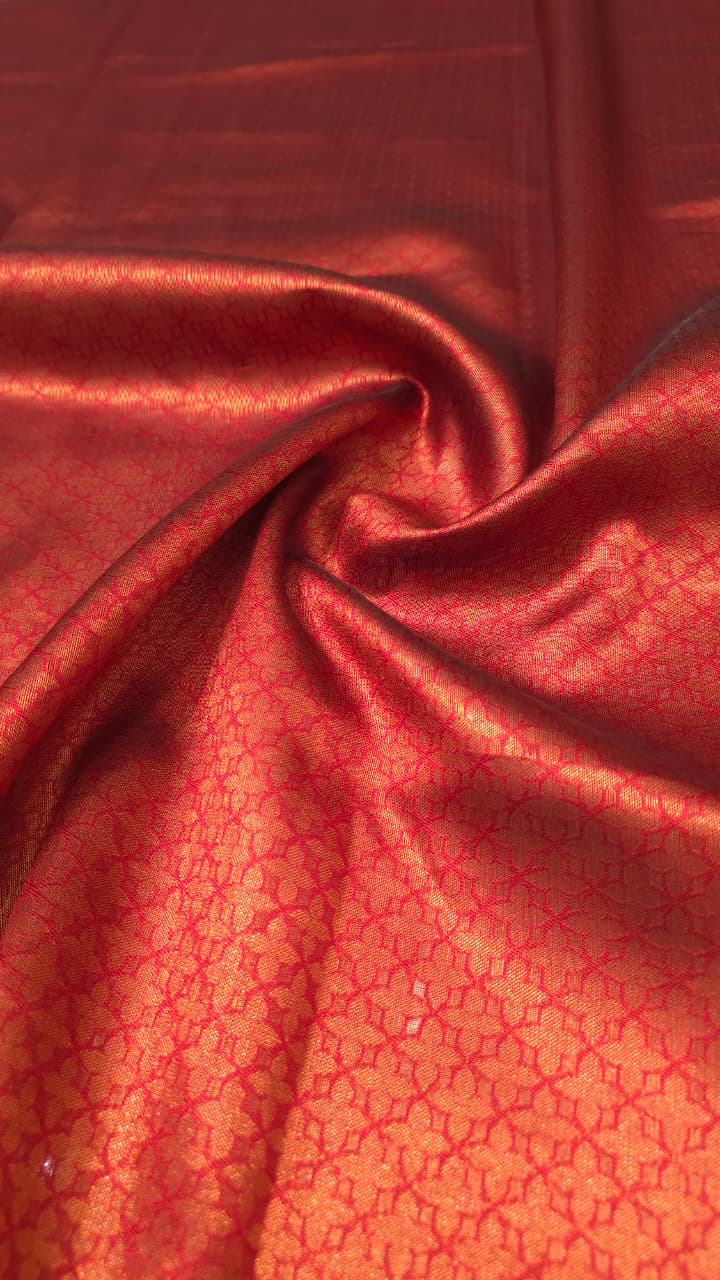 Beige Brown Temple Border Kanjivaram Soft Silk Saree