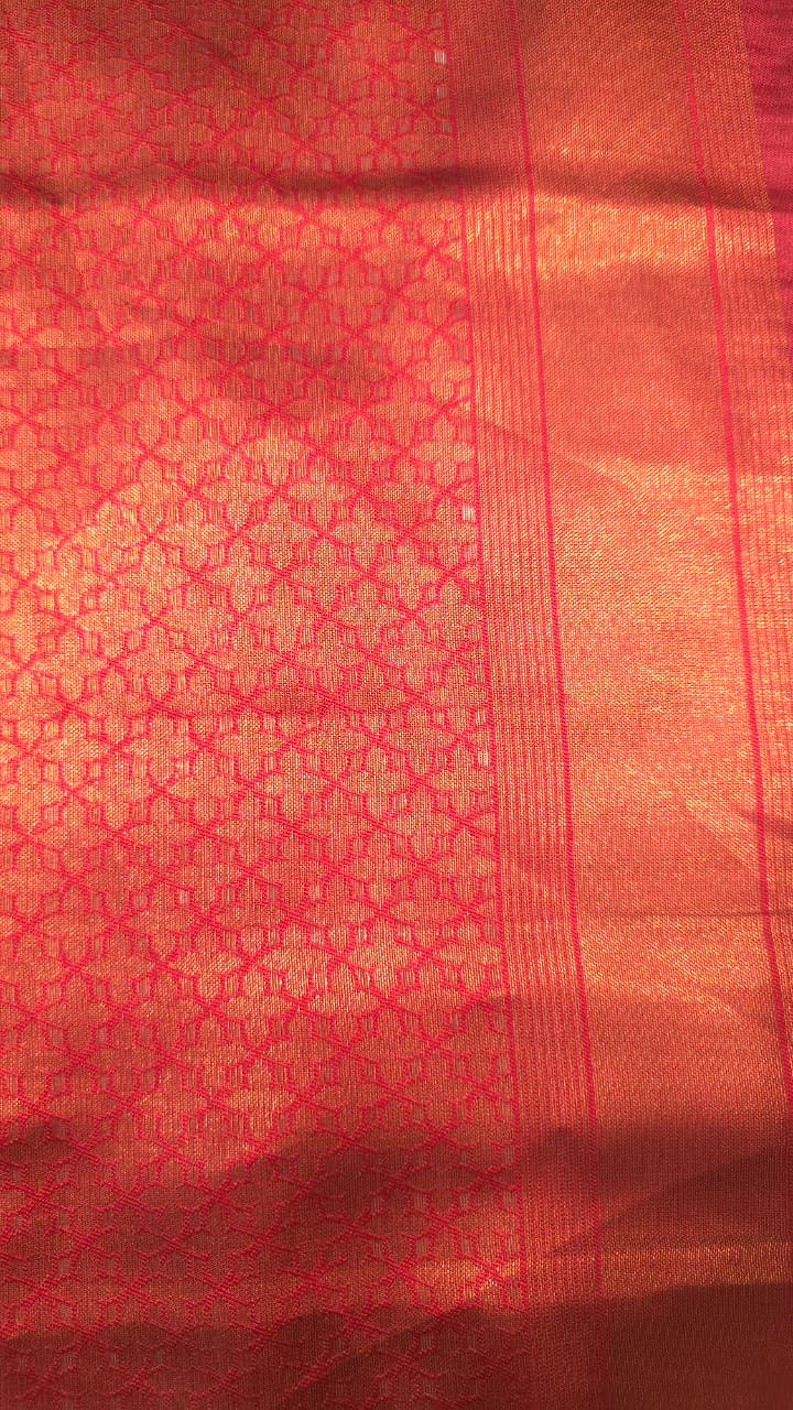 Beige Brown Temple Border Kanjivaram Soft Silk Saree