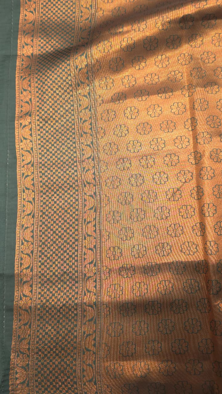 Mustrad Lila Kanjivaram tissue soft Silk Saree