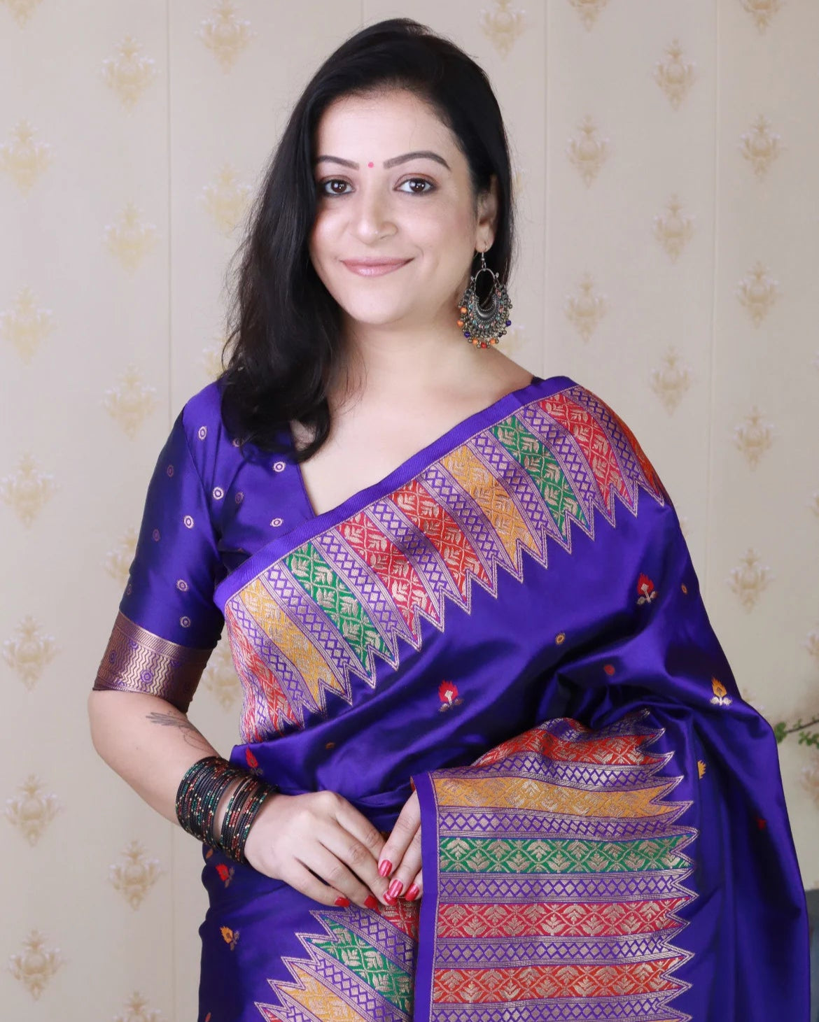 Blue Soft Silk Fancy Border Paithani Saree