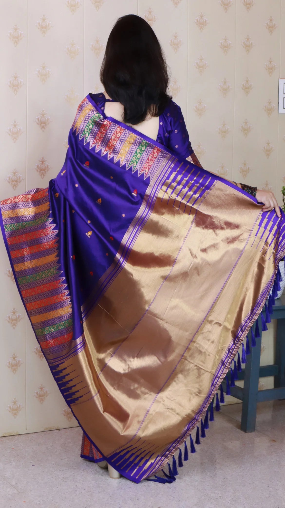 Blue Soft Silk Fancy Border Paithani Saree