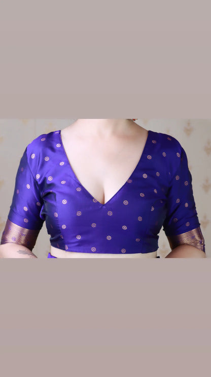 Blue Soft Silk Fancy Border Paithani Saree