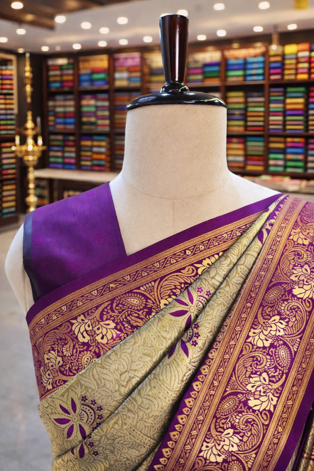 Sringara Antique Gold with Purple  Kanjivaram Tissue Soft Silk Saree