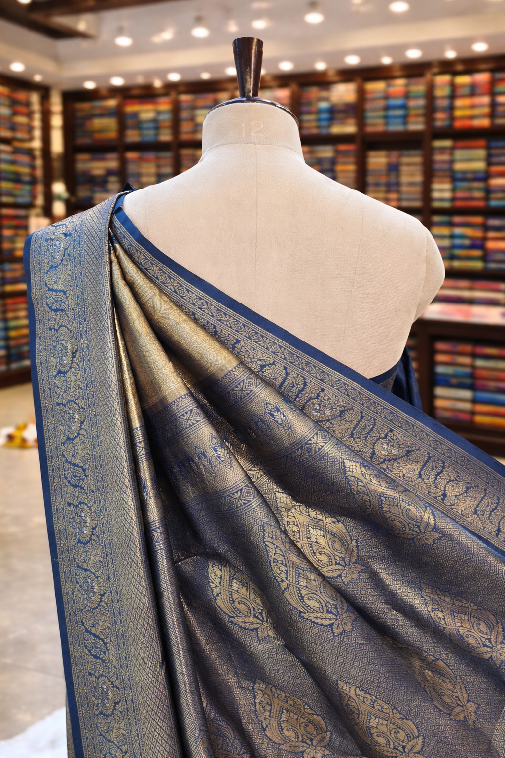 Saundarya Antique Gold with Rama Kanjivaram Tissue Soft Silk Saree