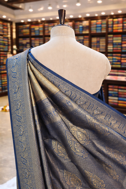 Saundarya Antique Gold with Rama Kanjivaram Tissue Soft Silk Saree